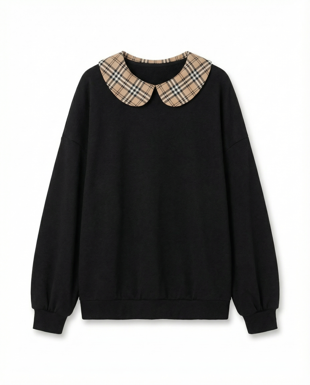 チェック襟付きフェイクレイヤードプルオーバー
