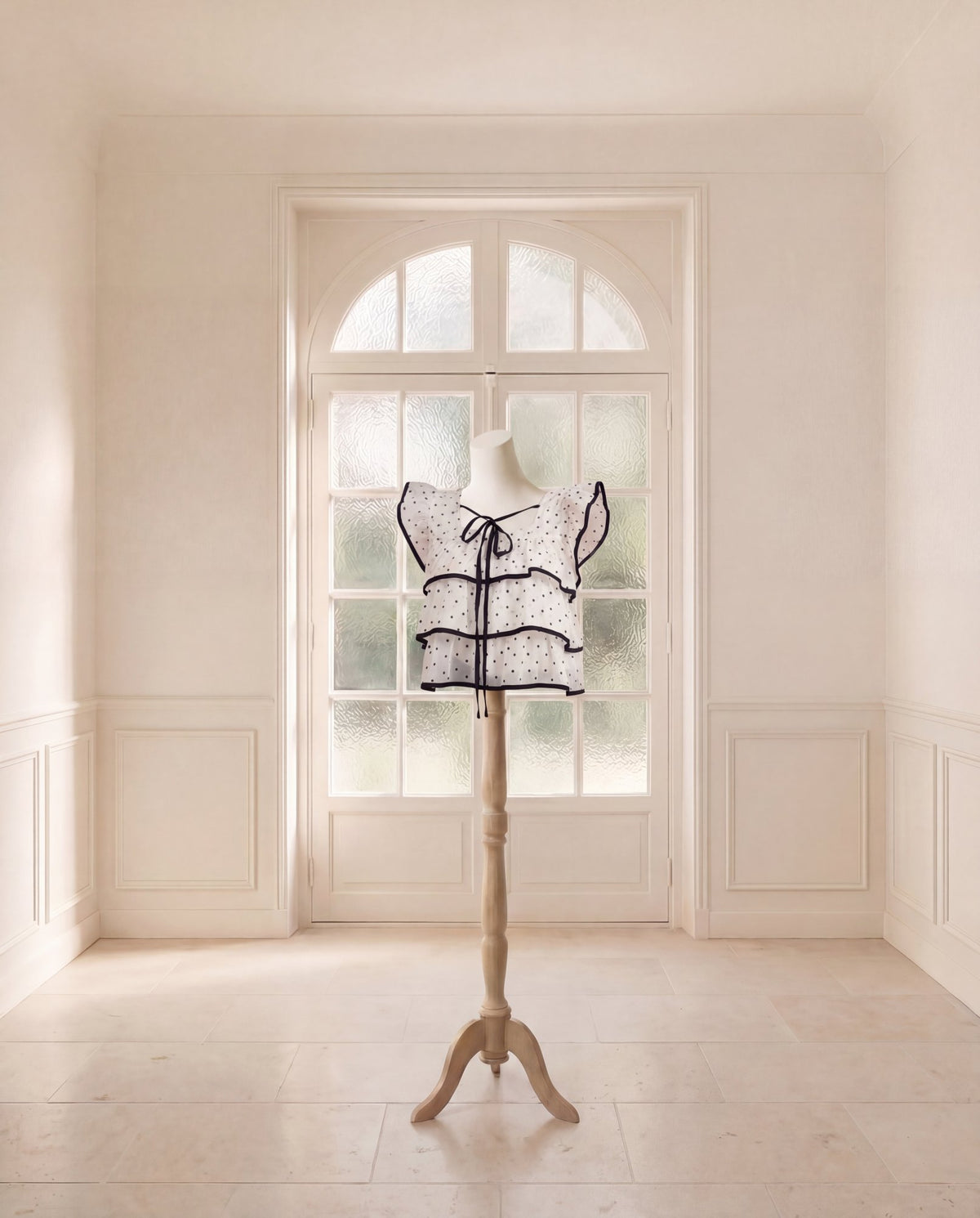 シアーシフォン ドットリボンブラウス