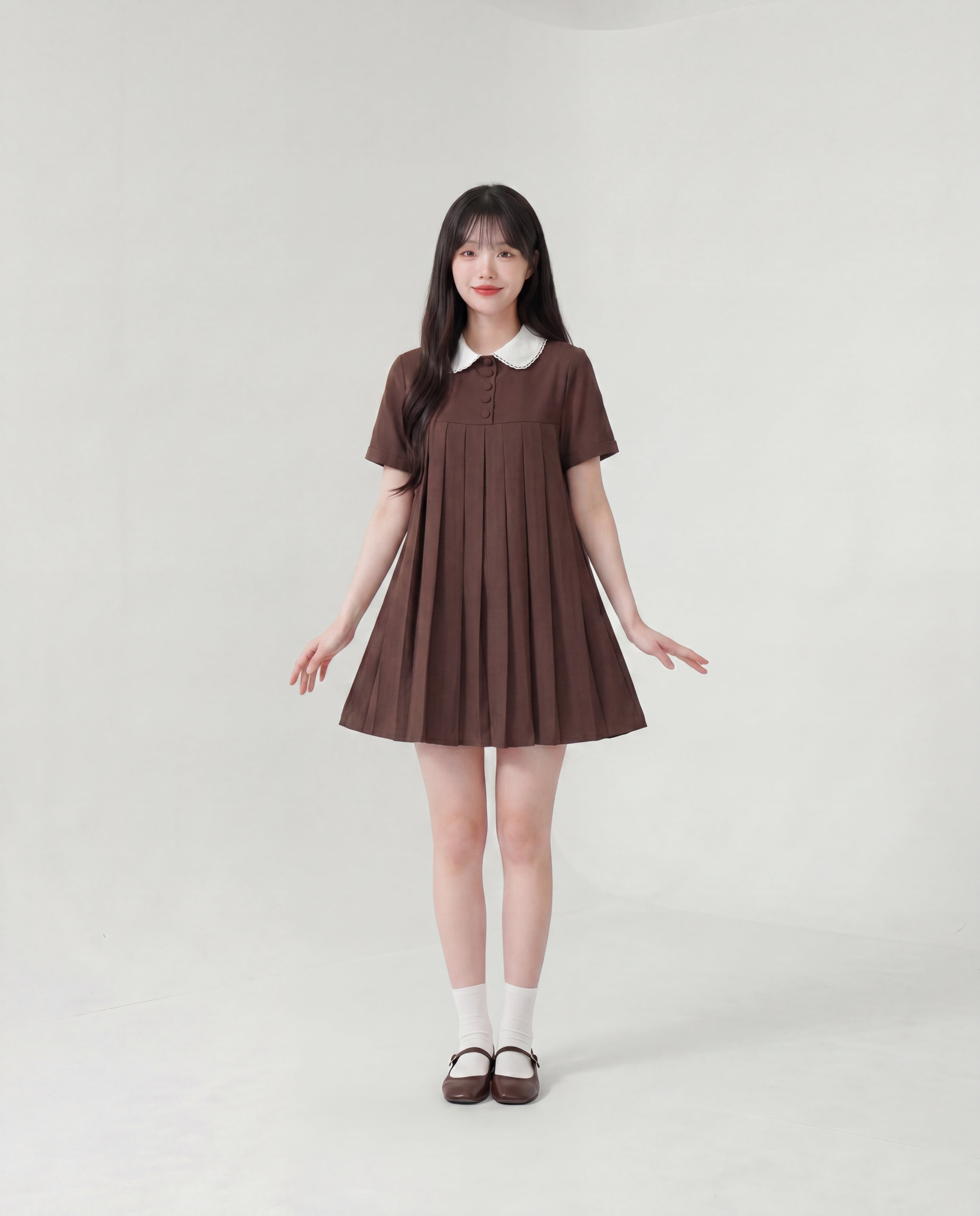 ショコラブラウン・プリーツミニワンピース – Maison Chérie / メゾン