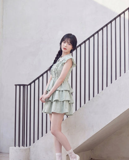 ミントグリーン・シフォンフリルセットアップ