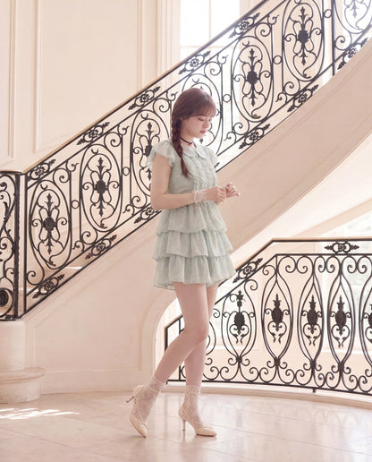 ミントグリーン・シフォンフリルセットアップ