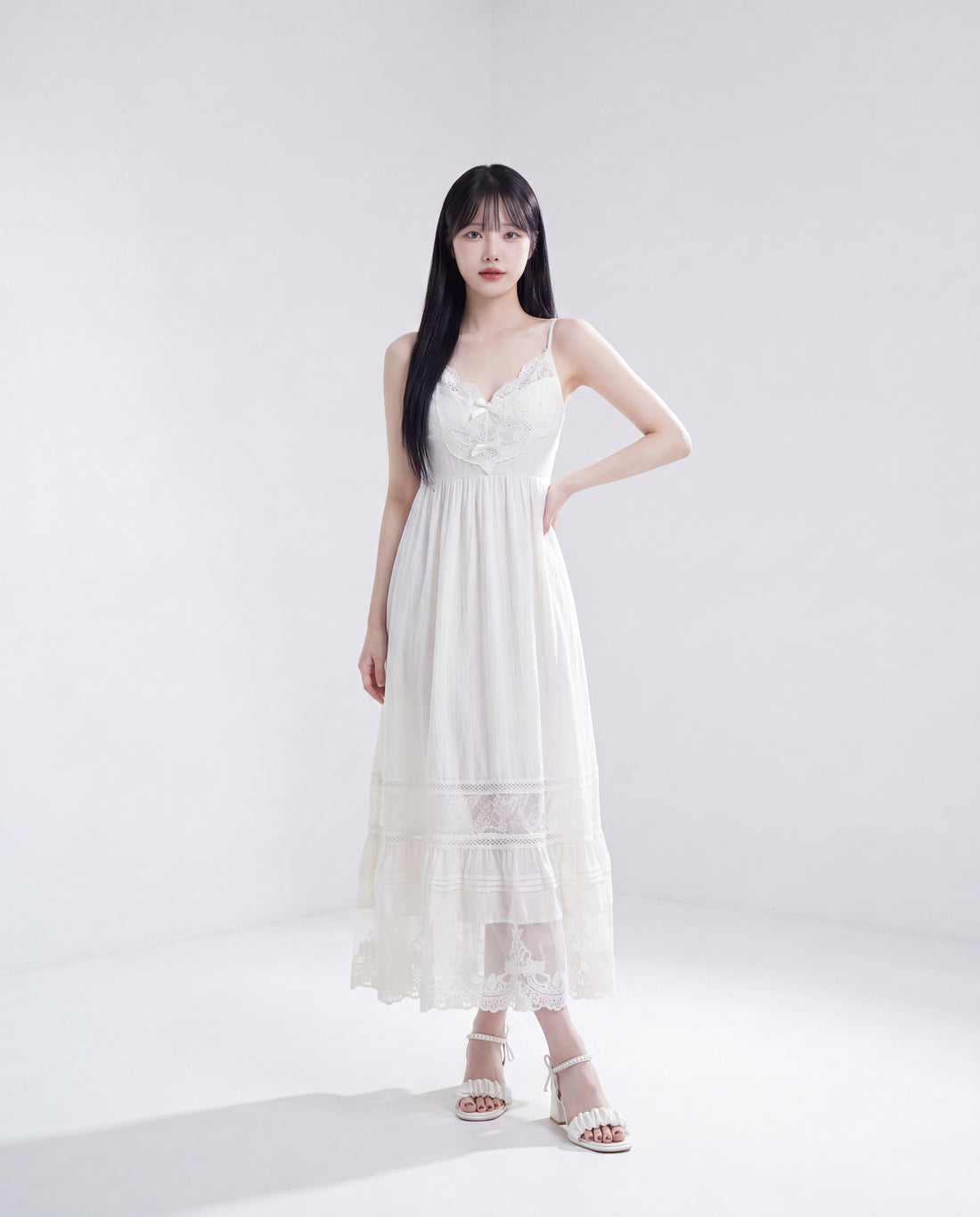フェアリーレース・ロングキャミワンピ