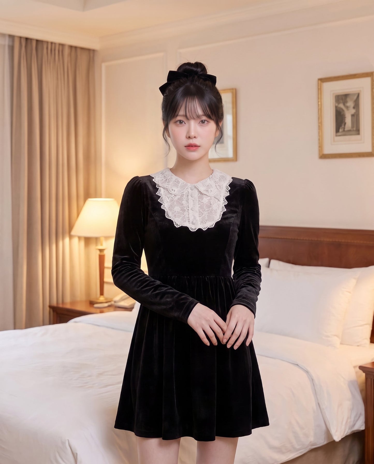 ベロア・ドールカラーAラインワンピース
