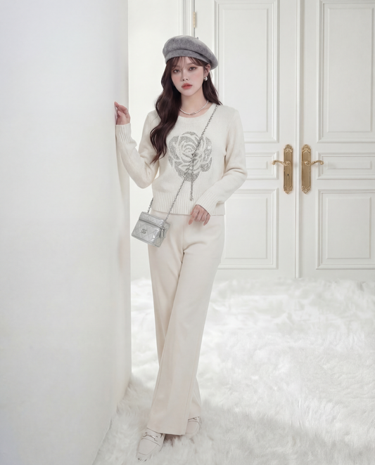 ビジューローズニット