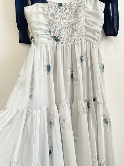 エアリーシフォン・ブルーフラワーワンピース