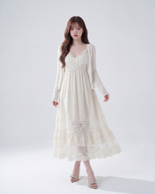 フェアリーレース・ロングキャミワンピ