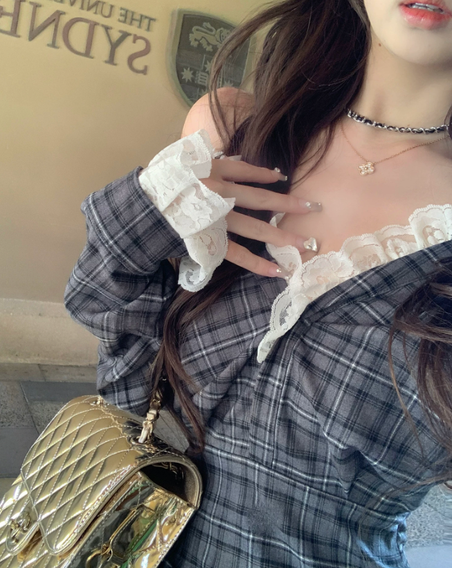 リュクス・オフショルダードレープシャツワンピ