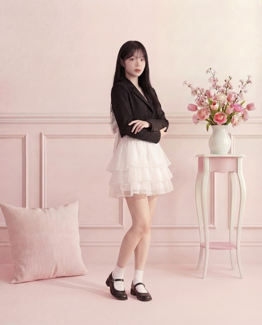 「バックリボンジャケット」＆「フェザータッチ・チュールワンピ」