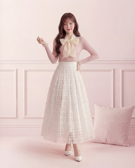 シアーチェック・レースアップスカート