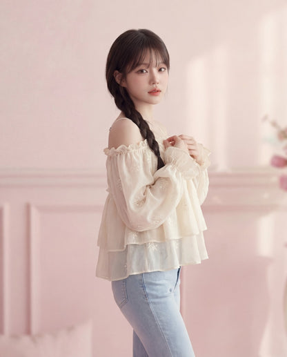 エアリーティアードフリルブラウス