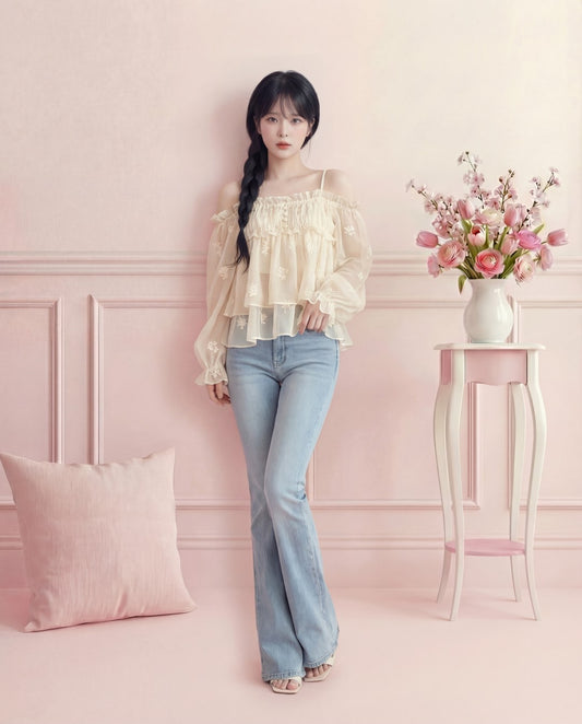 エアリーティアードフリルブラウス