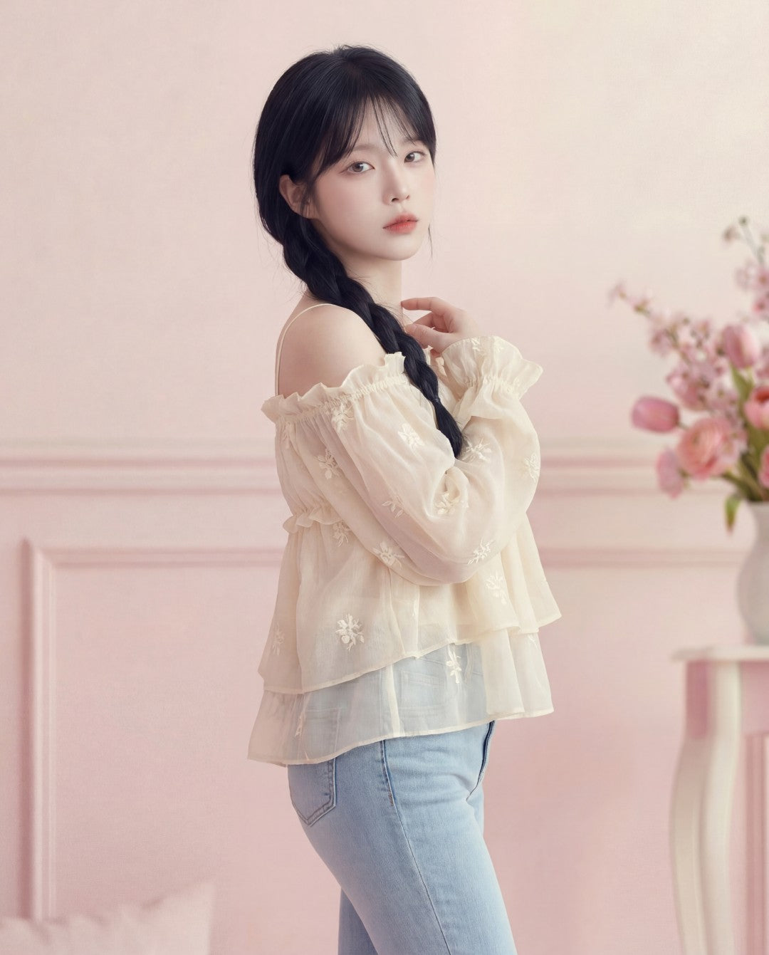 エアリーティアードフリルブラウス