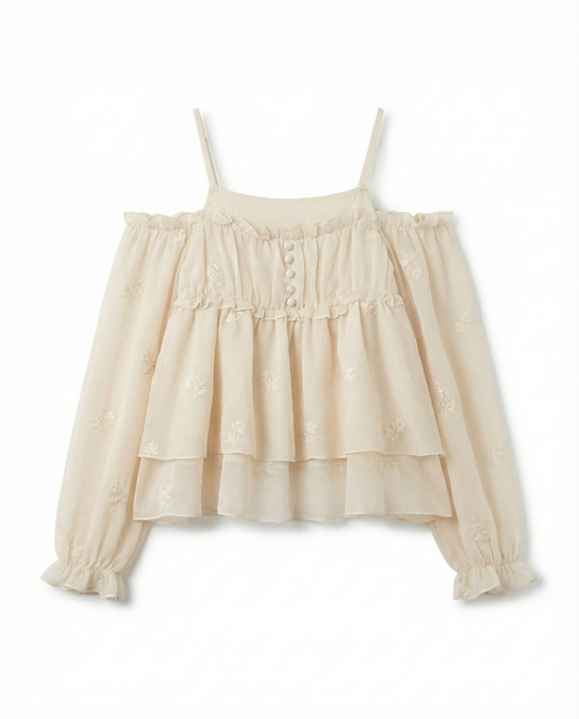 エアリーティアードフリルブラウス