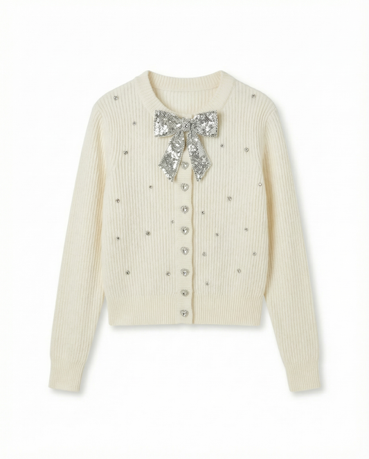 ビジューリボン・ハートカーディガン