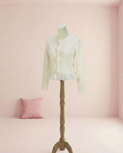 コサージュローズ・チュールフリルカーディガン