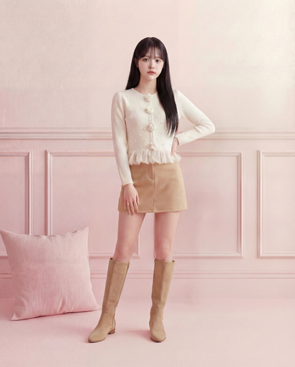 コサージュローズ・チュールフリルカーディガン