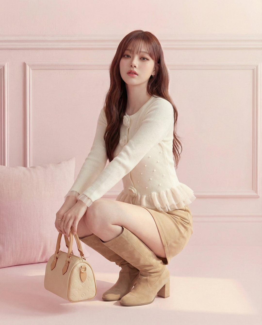 コサージュローズ・チュールフリルカーディガン