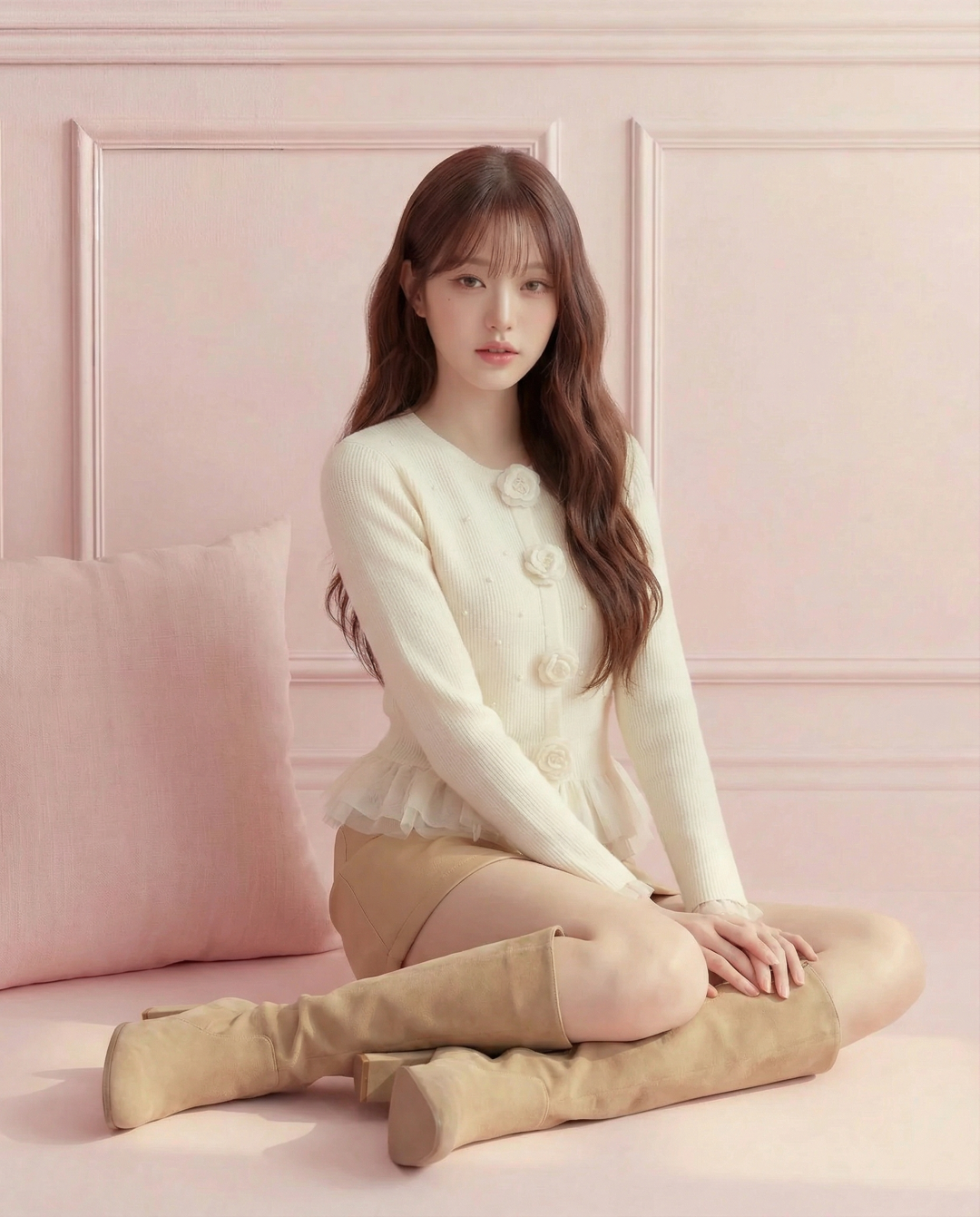 コサージュローズ・チュールフリルカーディガン