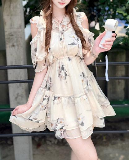 フレンチ・インクフローラルミニワンピース