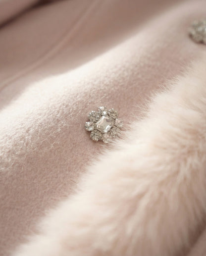 ビジューリボン・ファーコート/アイスブルー・ベビーピンク・フレンチグレー