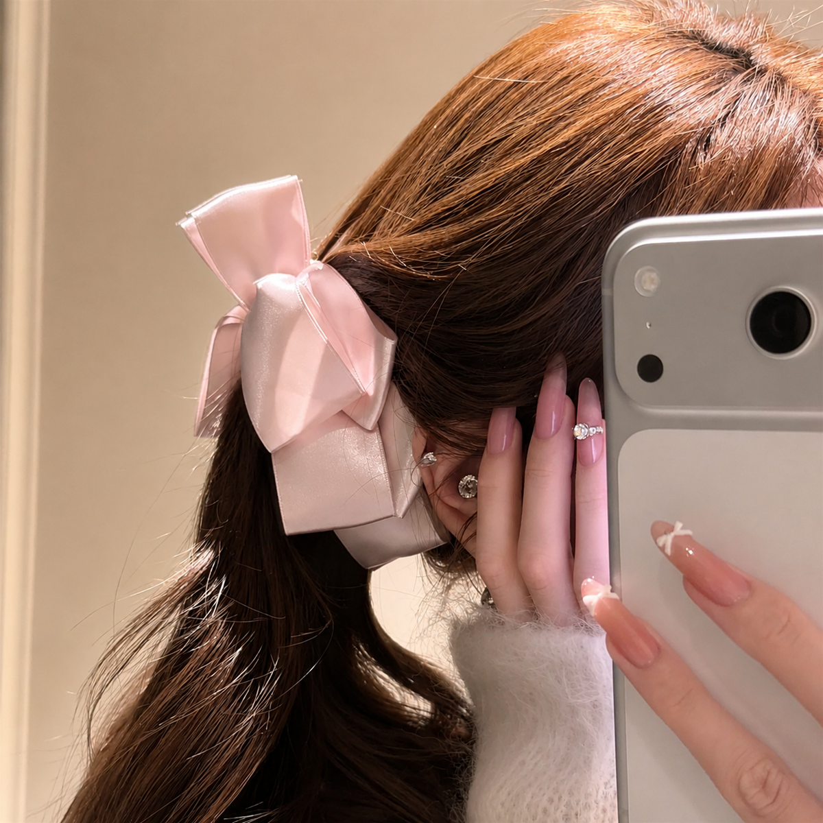 シルキーサテン ドレープリボン ヘアクリップ
