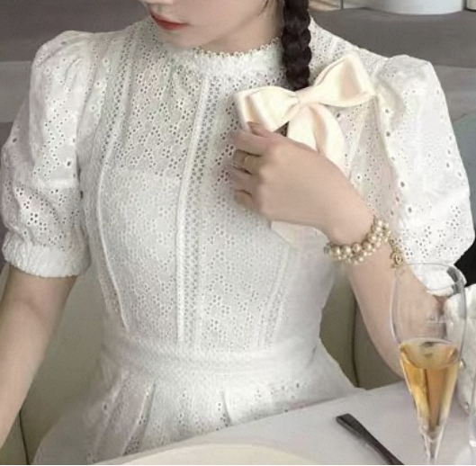 Starryバックリボンコットンワンピ