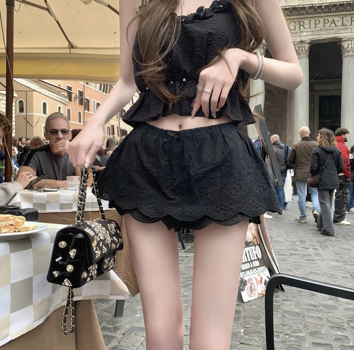 スカラップレース・ティアードミニスカート