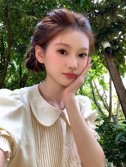 パフスリーブ・レースベビードールミニワンピース