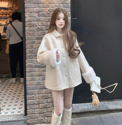 ミルキー・ラビットファーウールコート