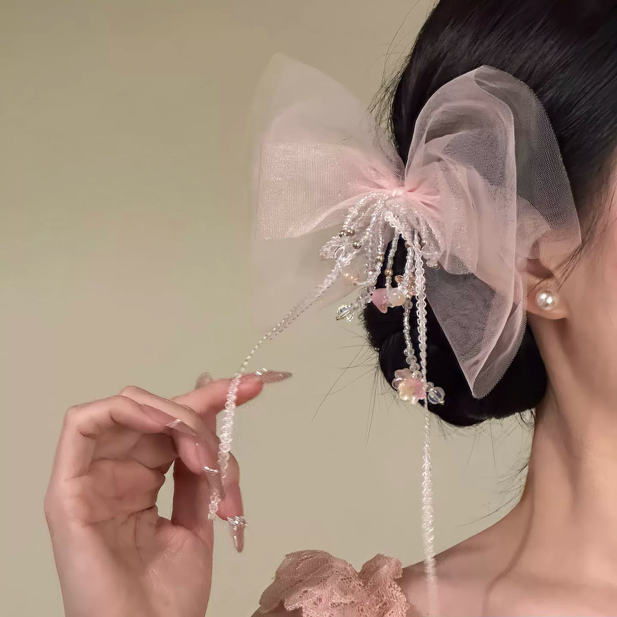 オーガンジー ビッグリボン ヘアクリップ