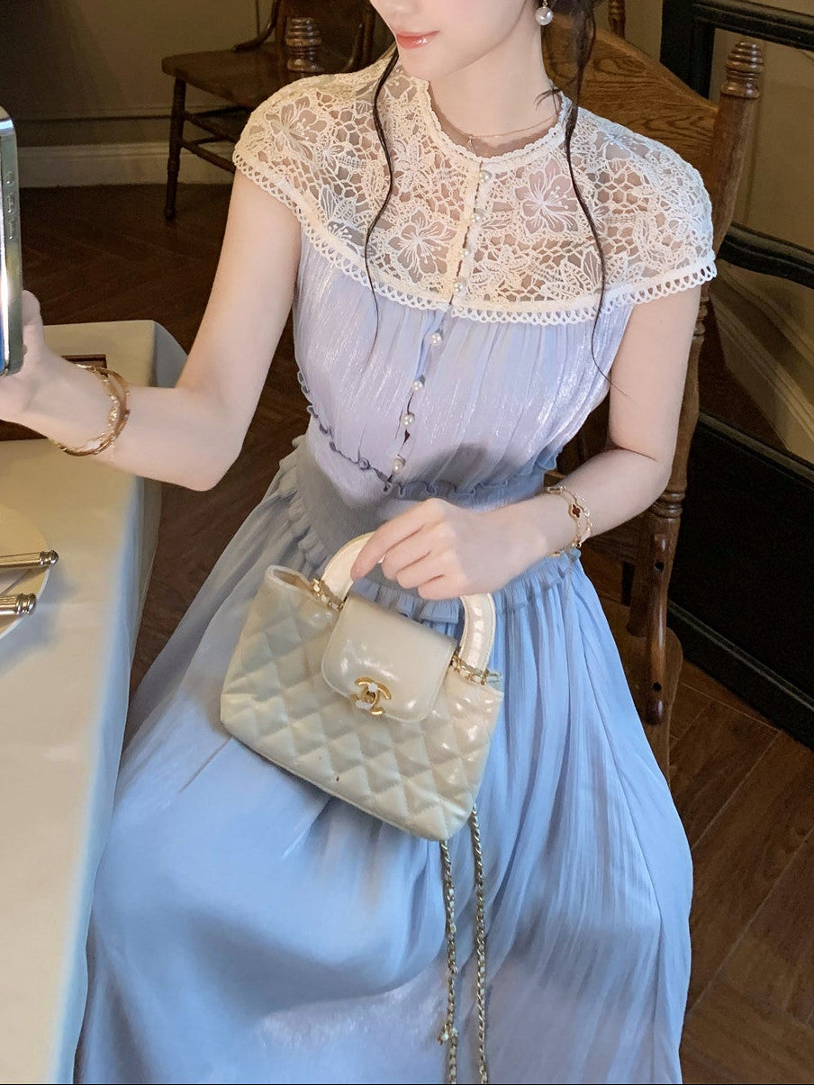 フレンチレース・シャーリングロングドレス