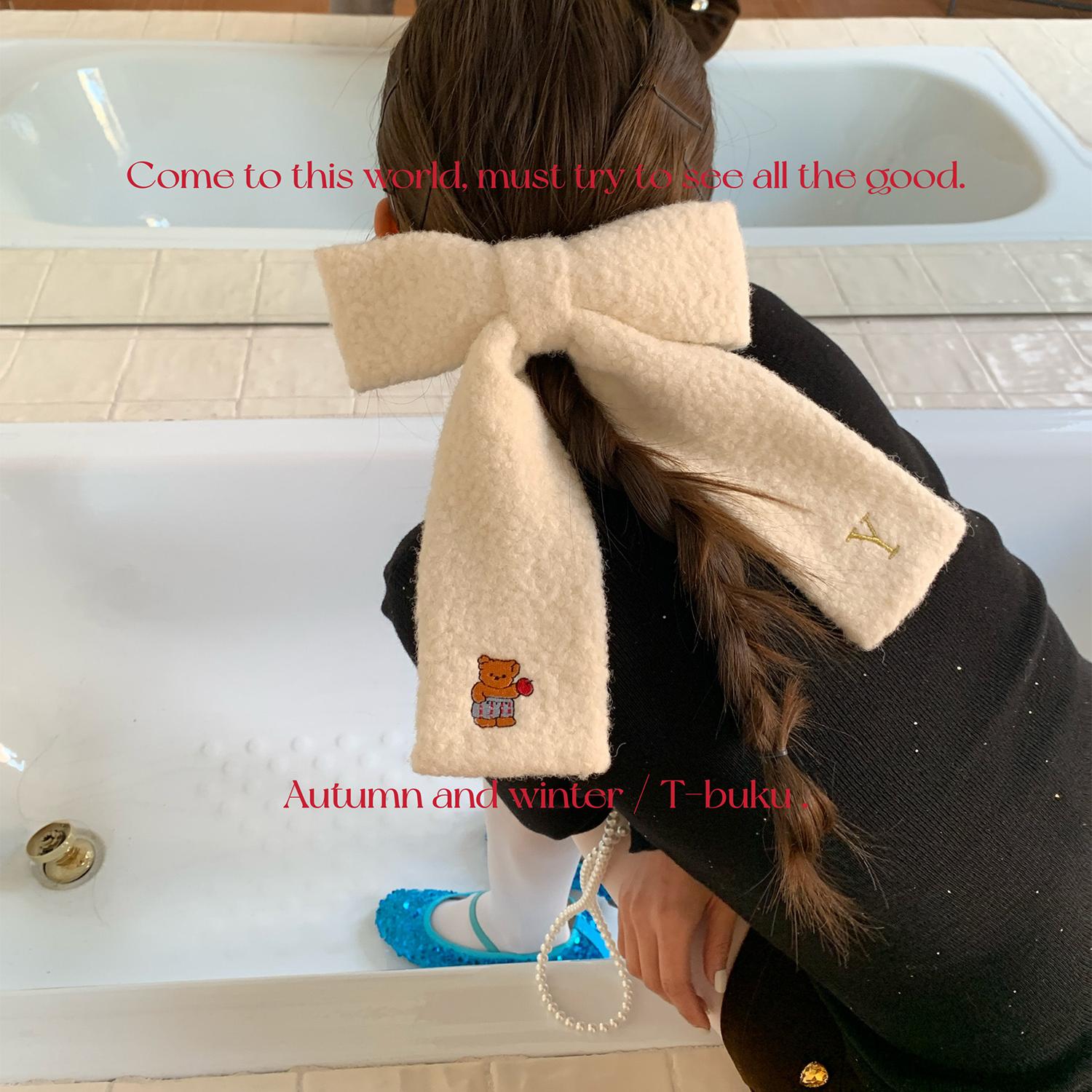 ブークレエンブロイダリー ビッグリボンヘアクリップ