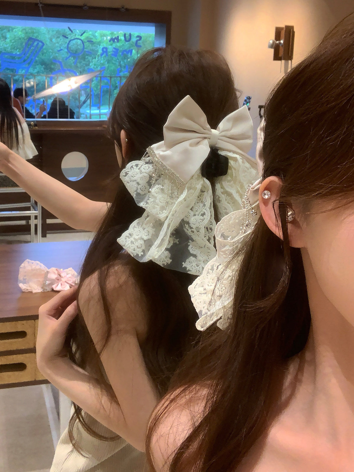 フレンチガーリー チュールレース ビッグリボン ヘアクリップ