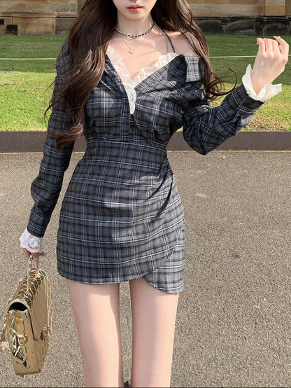 リュクス・オフショルダードレープシャツワンピ