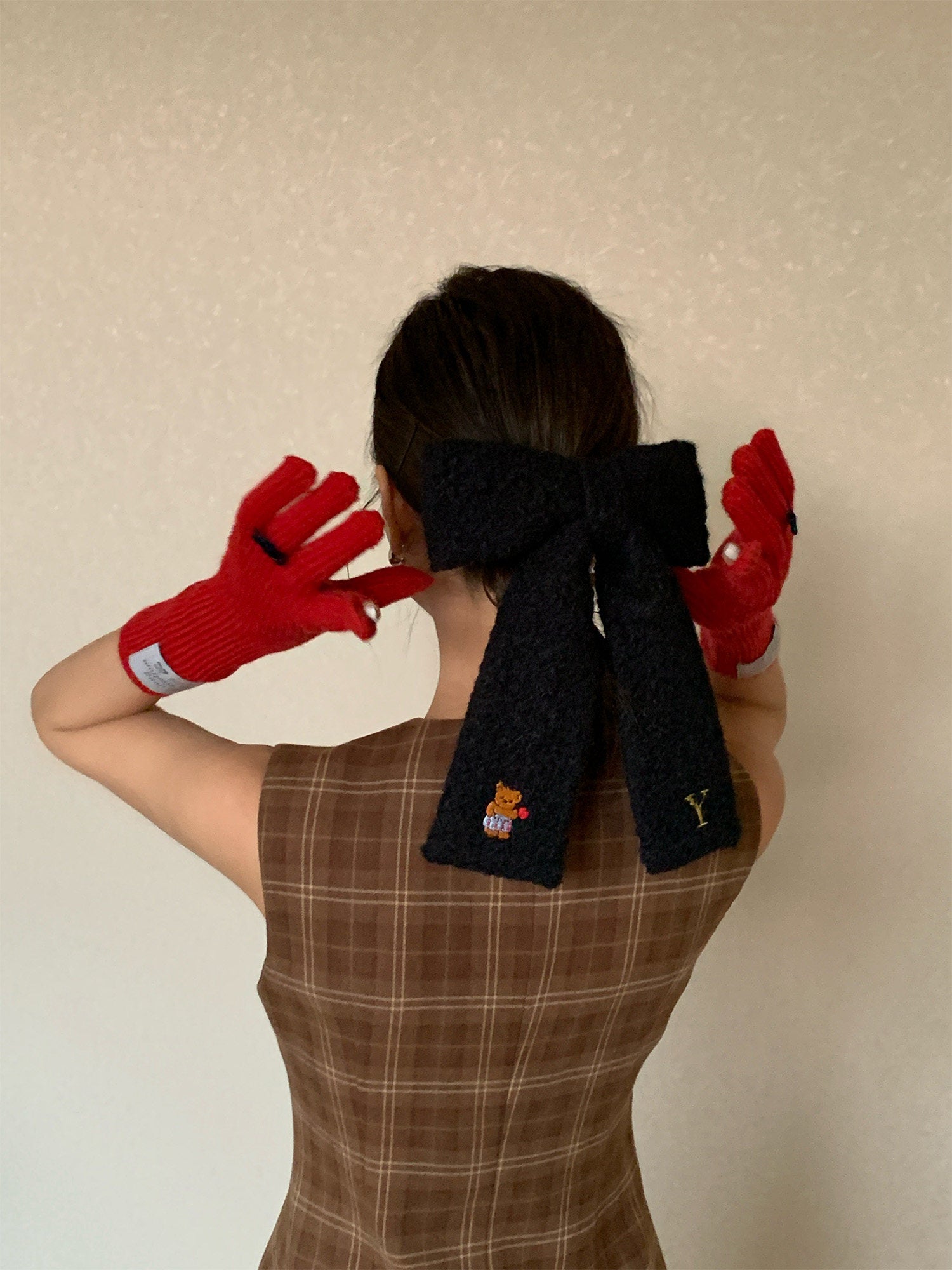 ブークレエンブロイダリー ビッグリボンヘアクリップ
