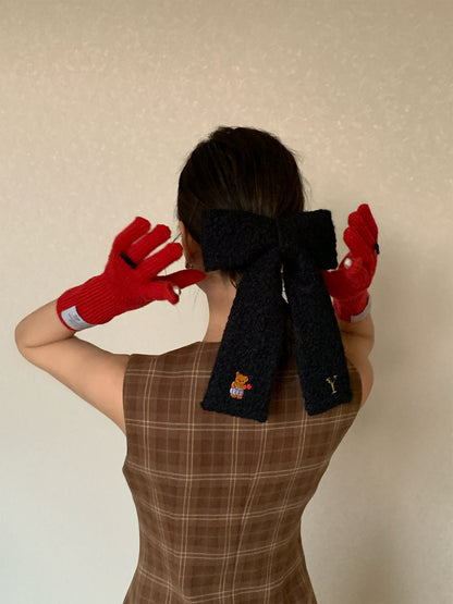 ブークレエンブロイダリー ビッグリボンヘアクリップ