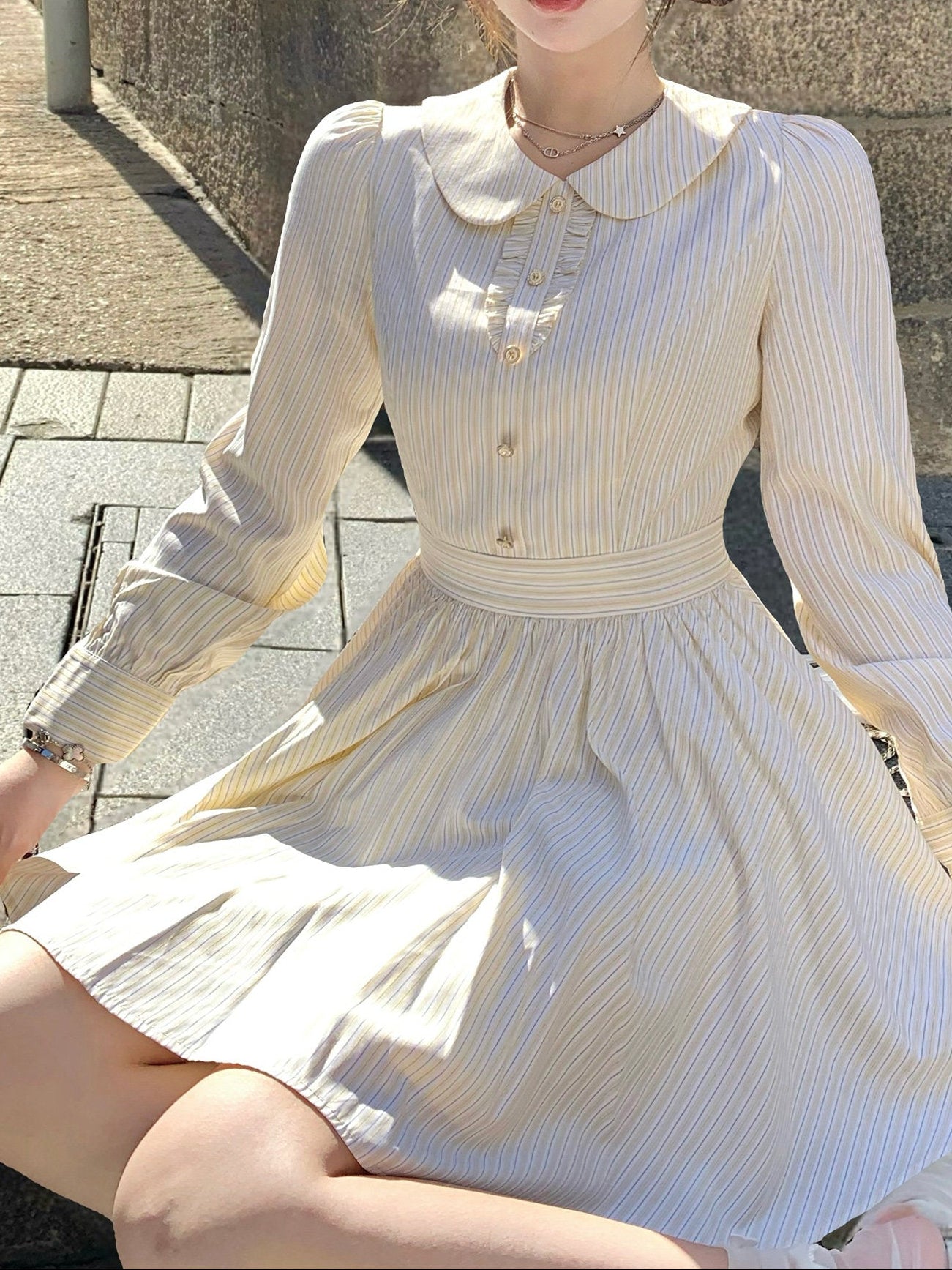 ミルキーストライプ・ドールミニワンピ