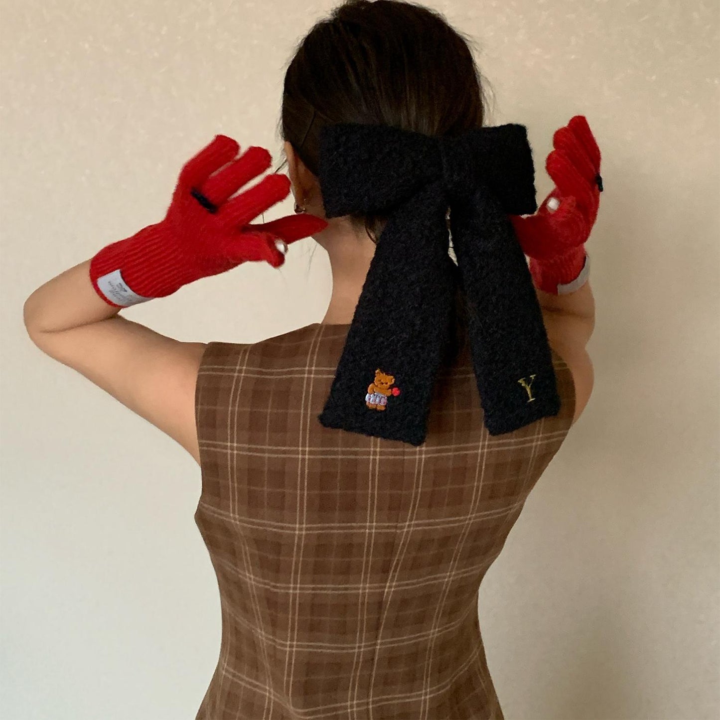 ブークレエンブロイダリー ビッグリボンヘアクリップ