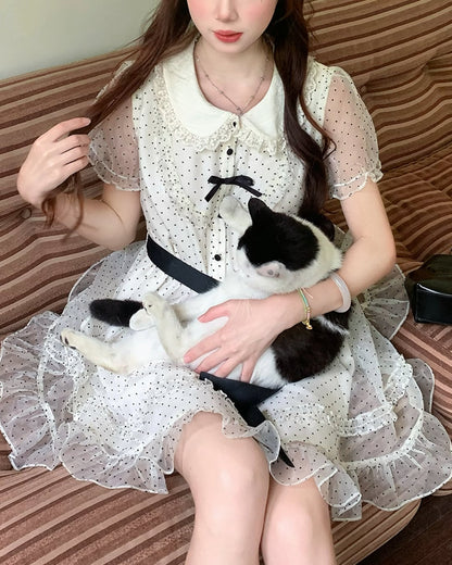 モノトーン・ドットティアードワンピース