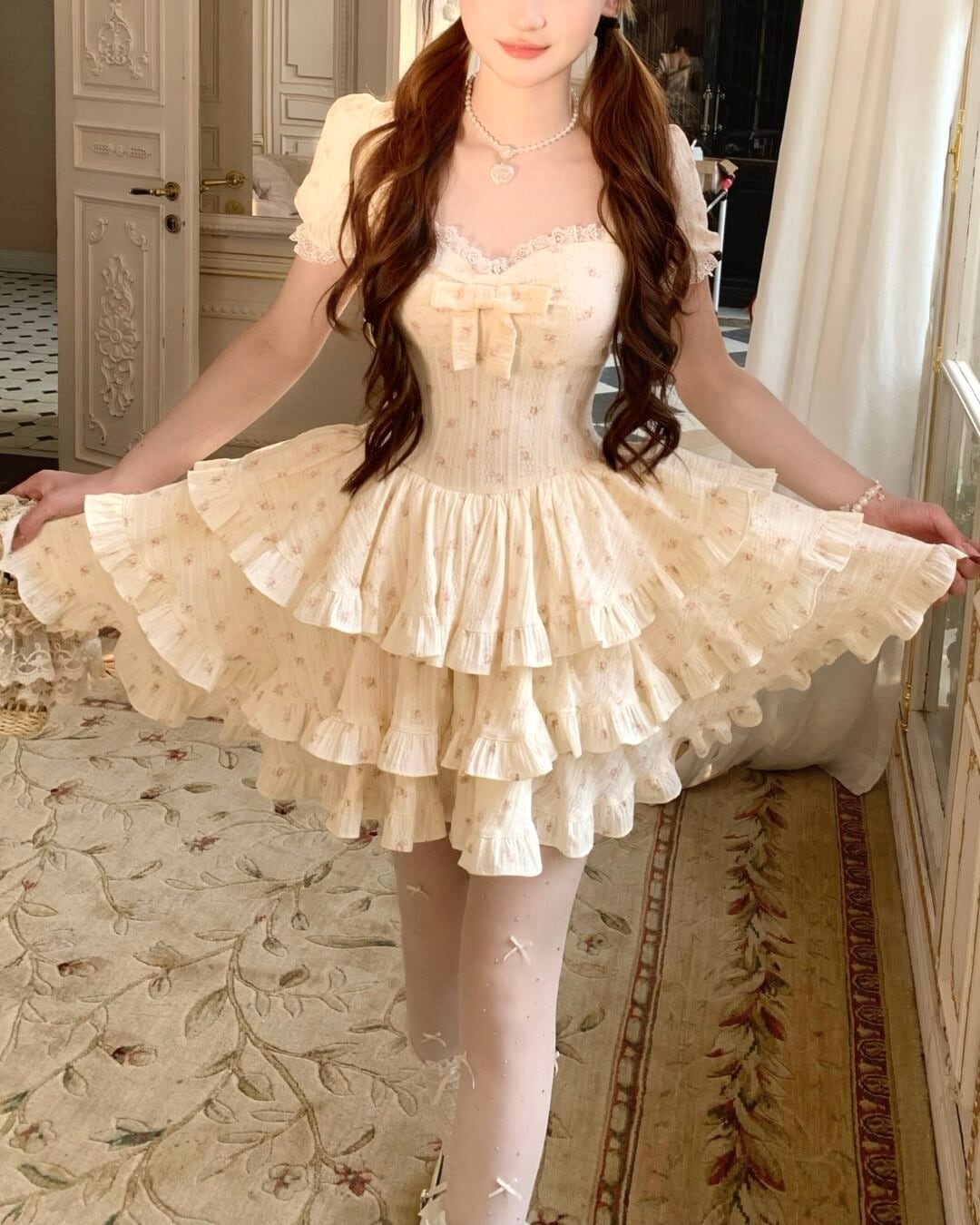 アフタヌーンティー・フローラルティアードドレス