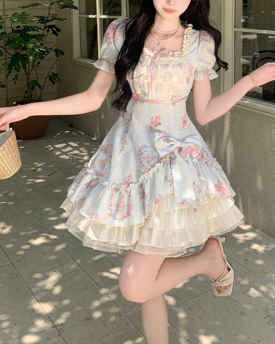 フォグブルーローズ・ティアードプリンセスドレス