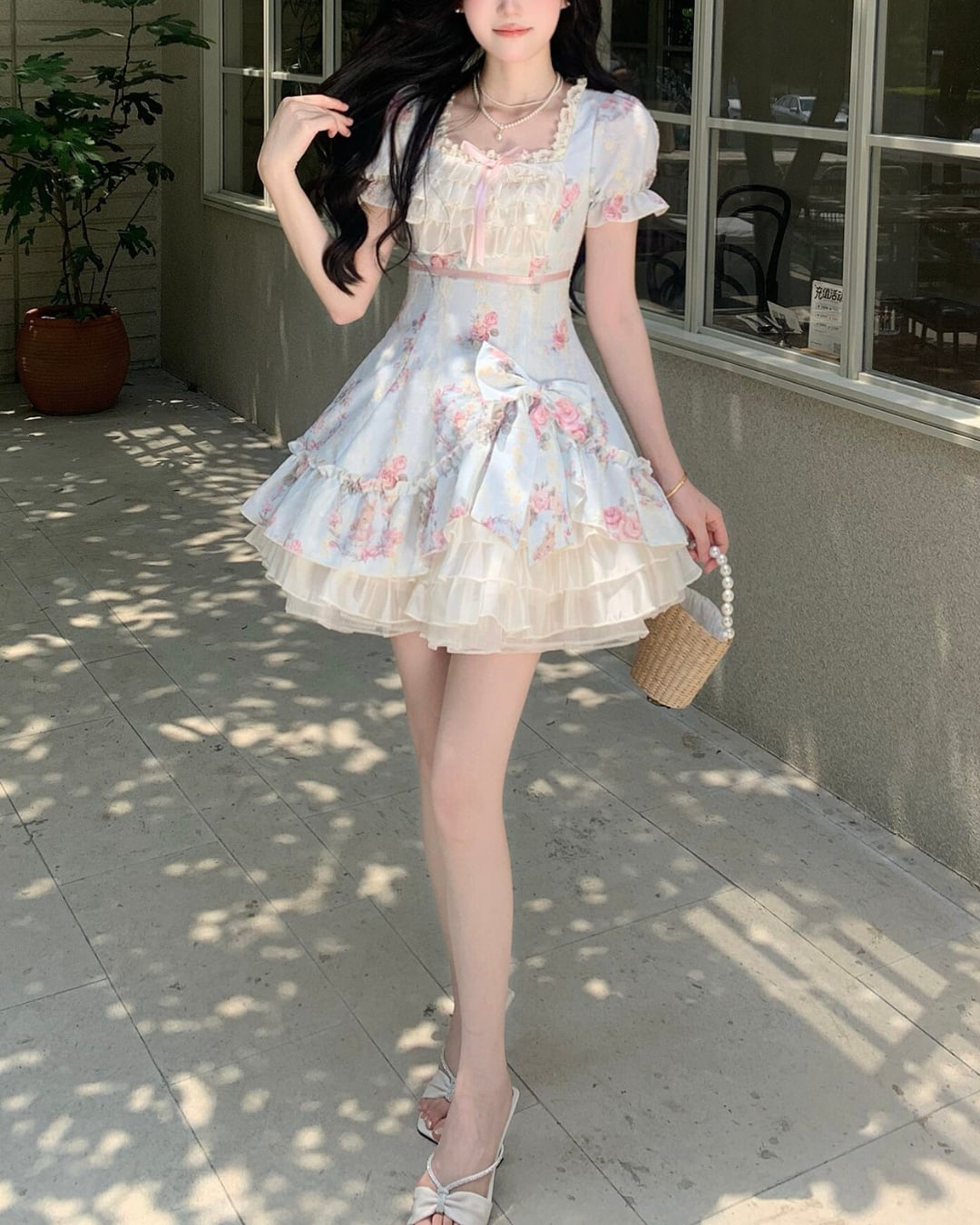 フォグブルーローズ・ティアードプリンセスドレス
