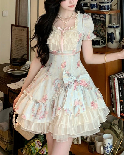 フォグブルーローズ・ティアードプリンセスドレス