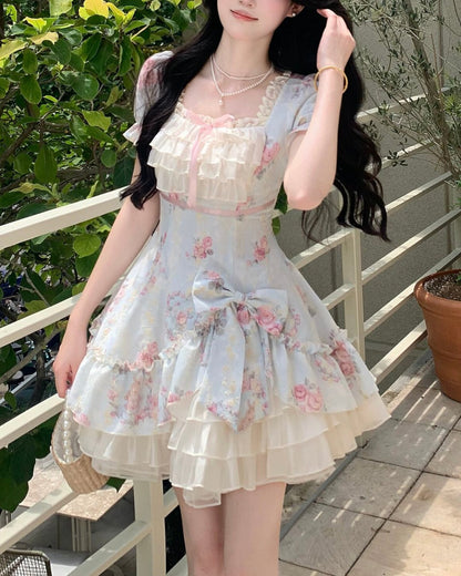 フォグブルーローズ・ティアードプリンセスドレス