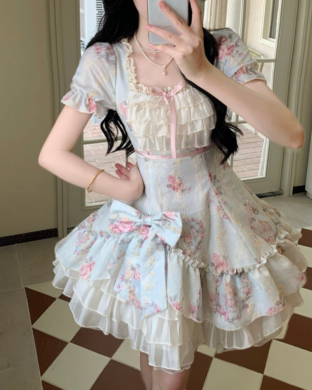 フォグブルーローズ・ティアードプリンセスドレス