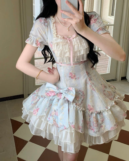 フォグブルーローズ・ティアードプリンセスドレス