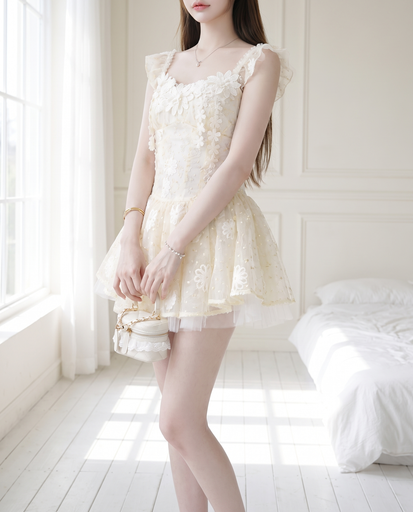 フレンチフローラル・チュールワンピース（3color）