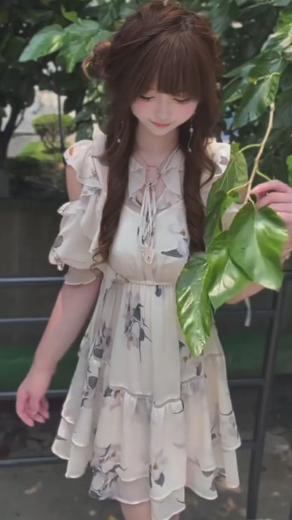 フレンチ・インクフローラルミニワンピース
