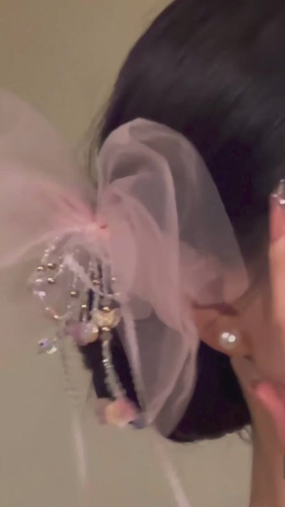 オーガンジー ビッグリボン ヘアクリップ