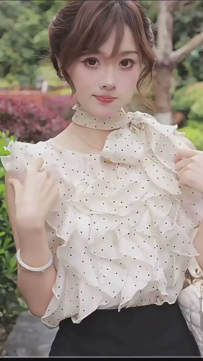 ドーリーフリル・シフォンドットブラウス